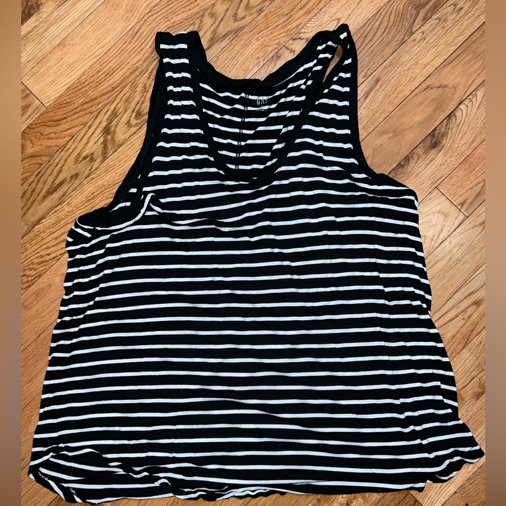GAP: Black and White Striped Tank Top
